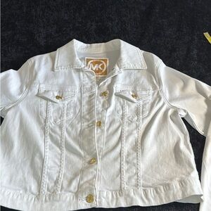 Michael Kors White and Gold cropped jean jacket